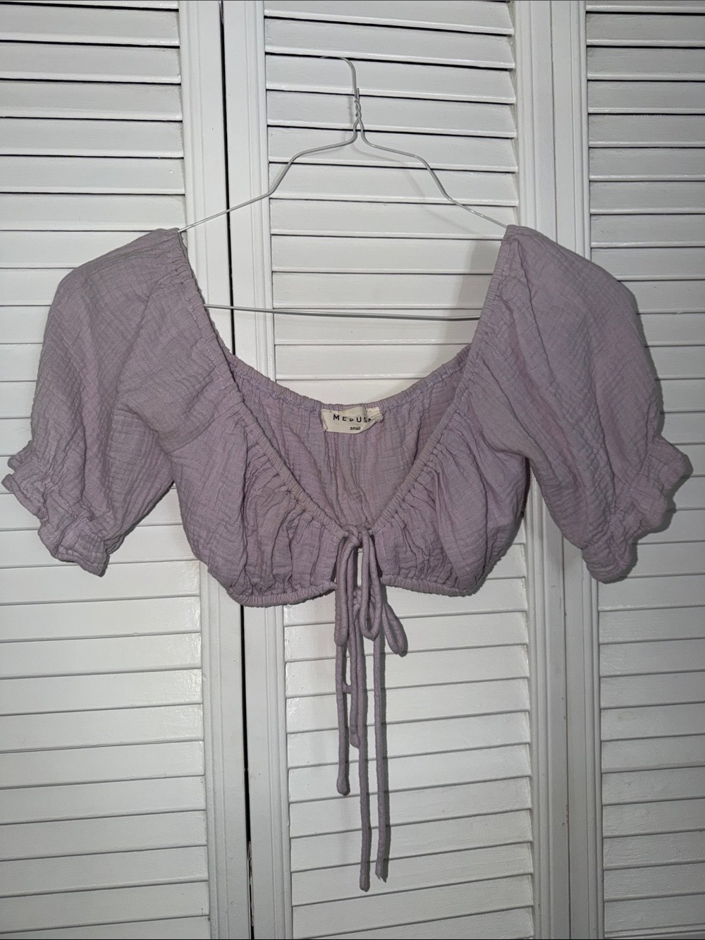 Lavender Double Front Tie Crop Top - Women